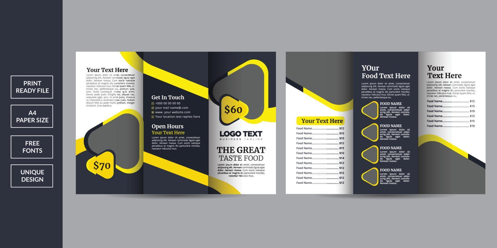 Food Trifold Brochure Design vector