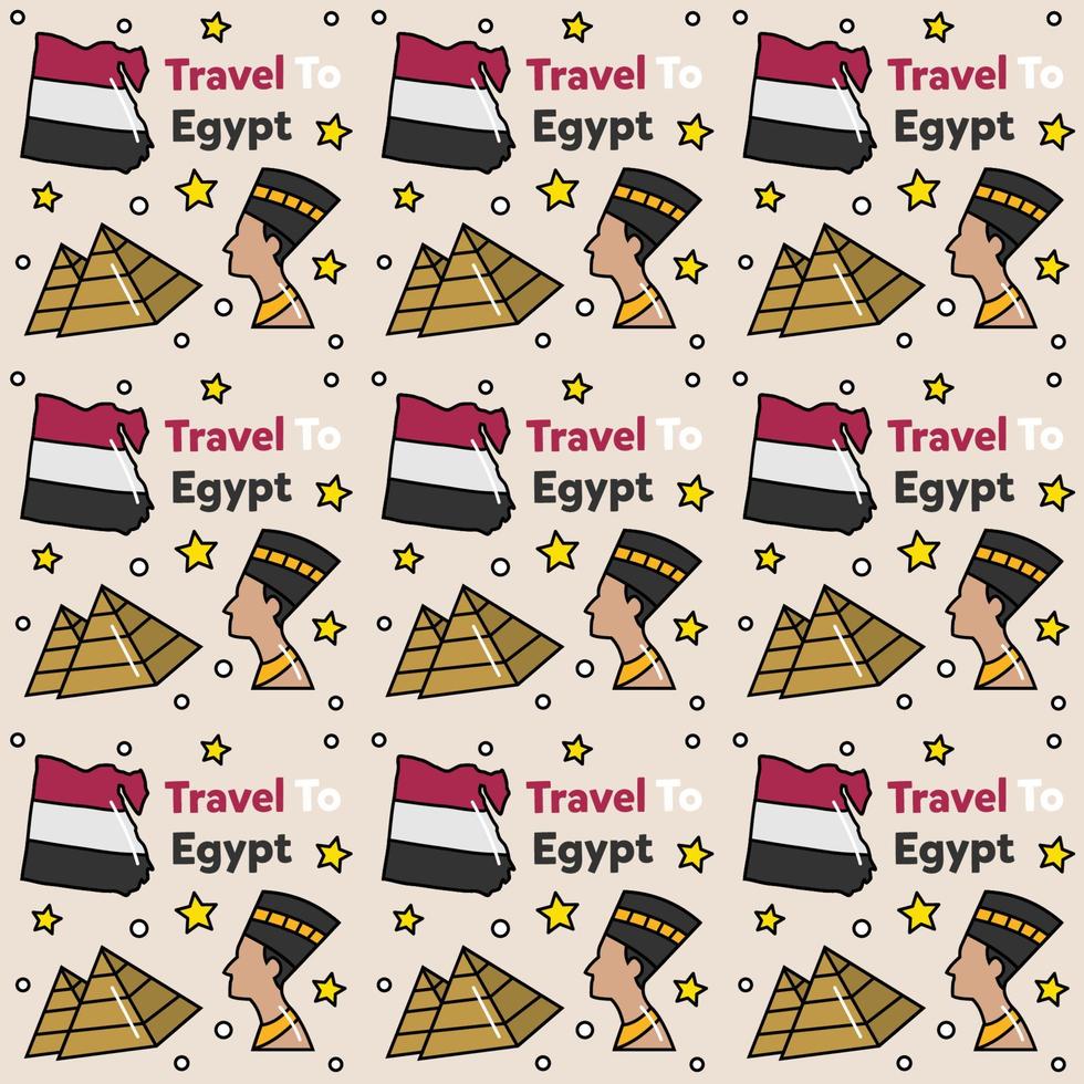 Travel to Egypt doodle seamless pattern vector design
