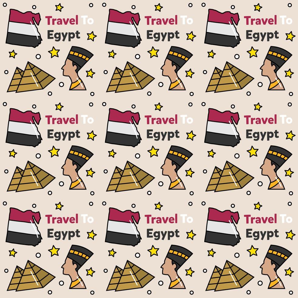 Travel to Egypt doodle seamless pattern vector design