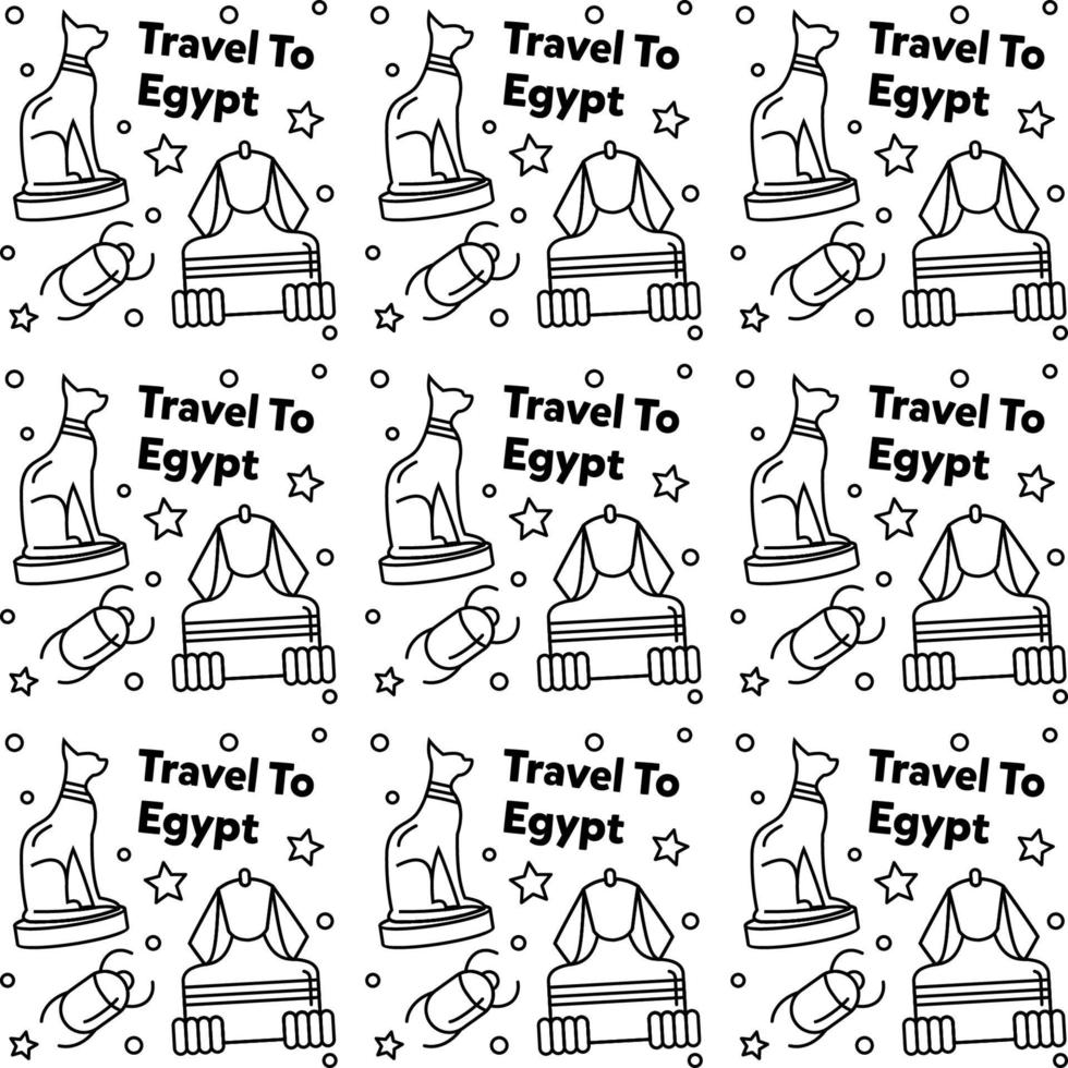 Travel to Egypt doodle seamless pattern vector design