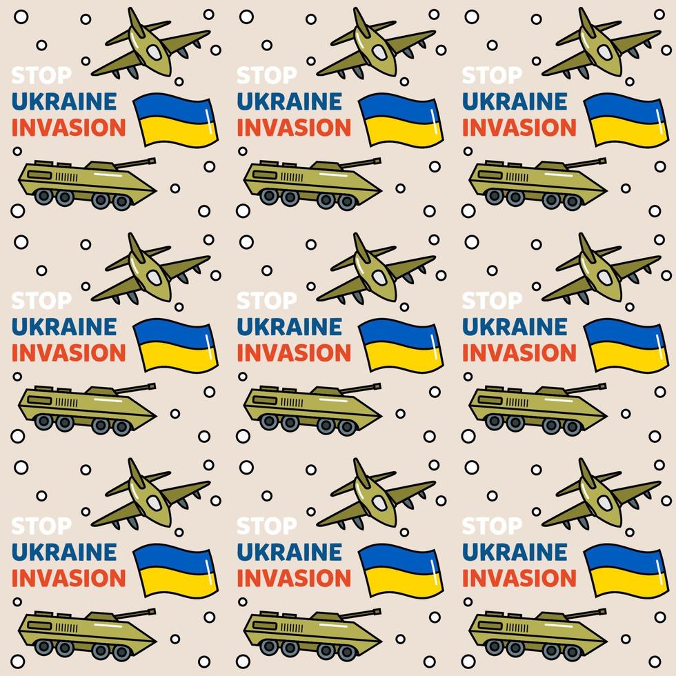 Stop Ukraine invasion doodle seemless pattern vector design illustration