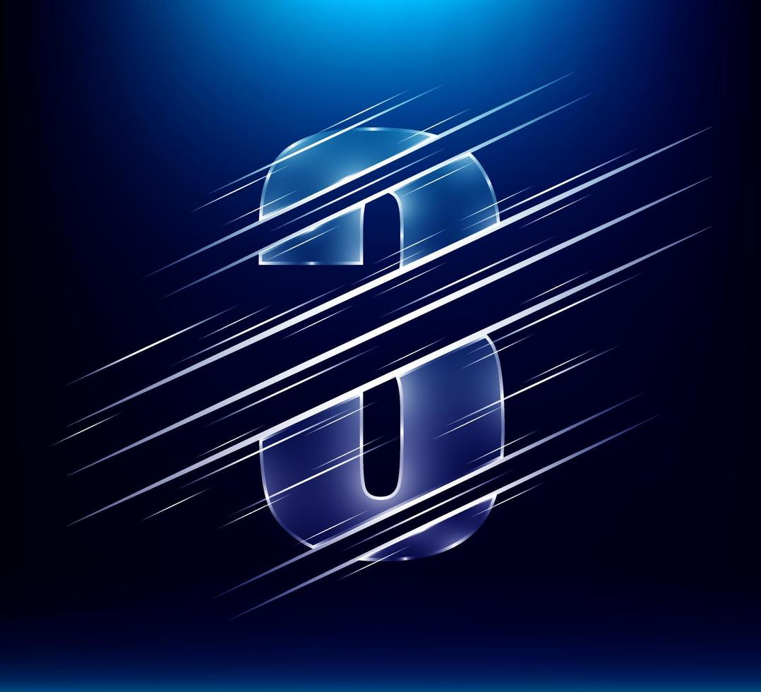 fast speed luxury glass number 3 three with blue color background. vector