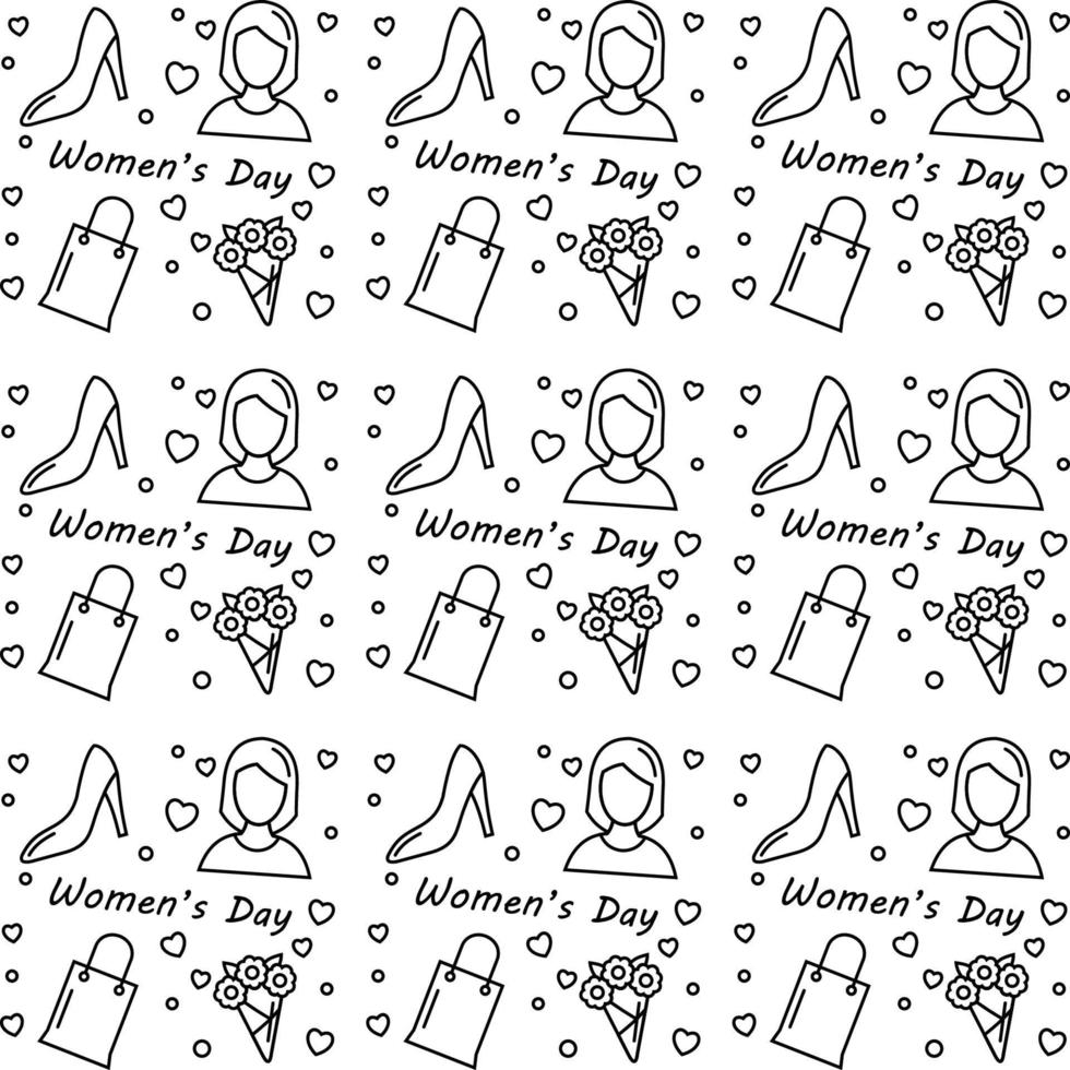 Womens day doodle seamless pattern vector design