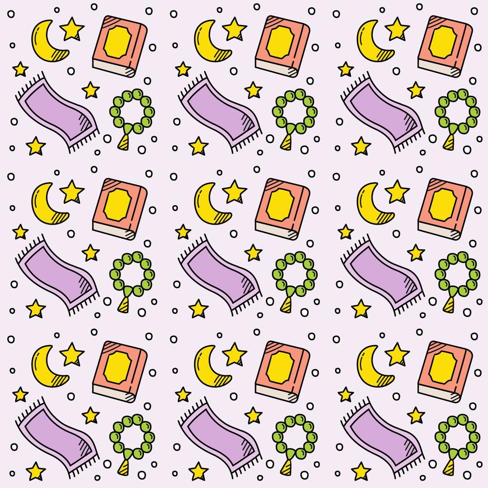 Ramadan doodle seamless pattern vector design