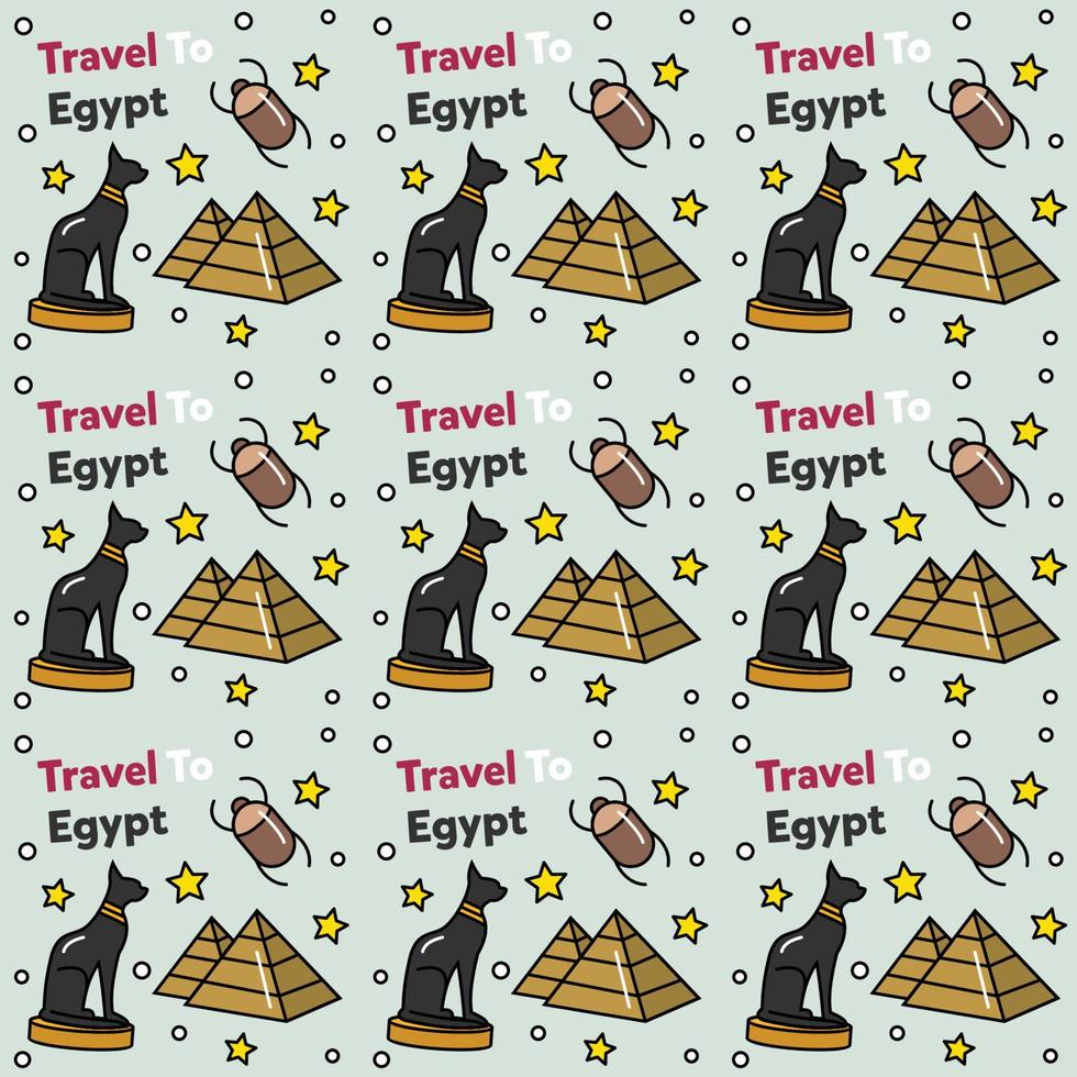 Travel to Egypt doodle seamless pattern vector design