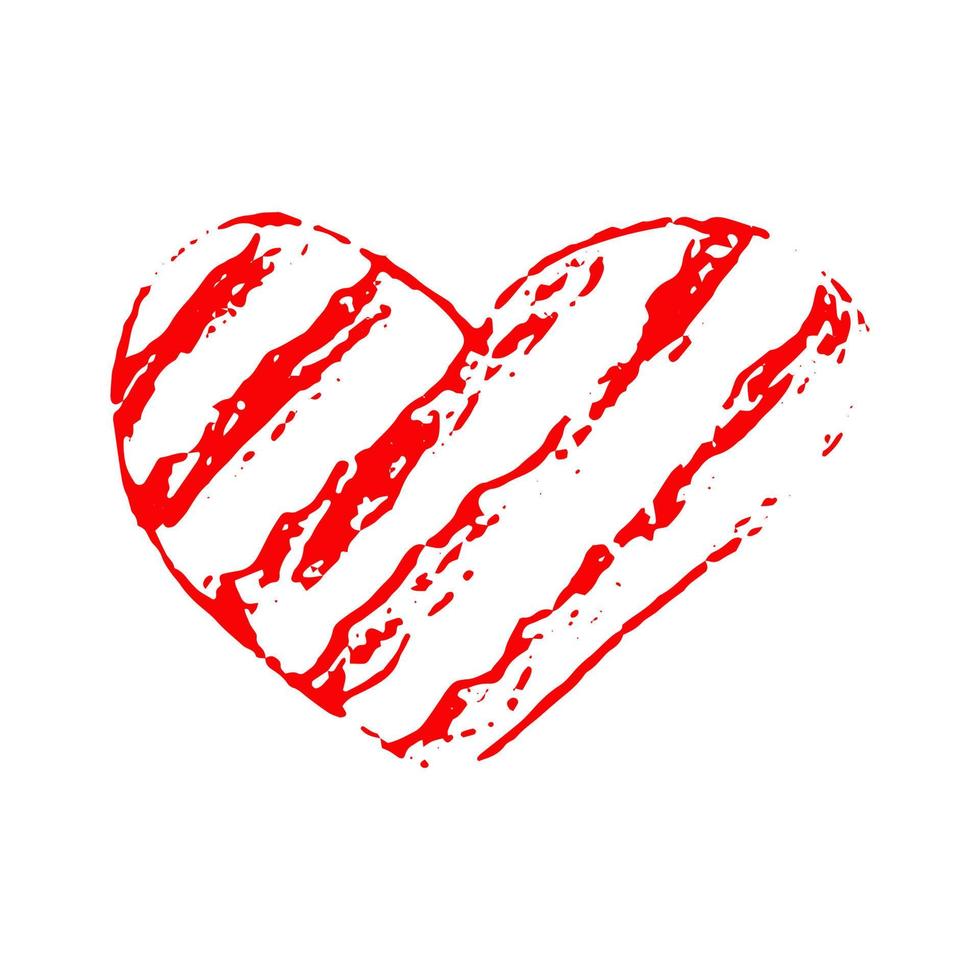 garabato dibujado a mano del corazón. vector, minimalismo, icono, pegatina, decoración amor día de san valentín rojo vector