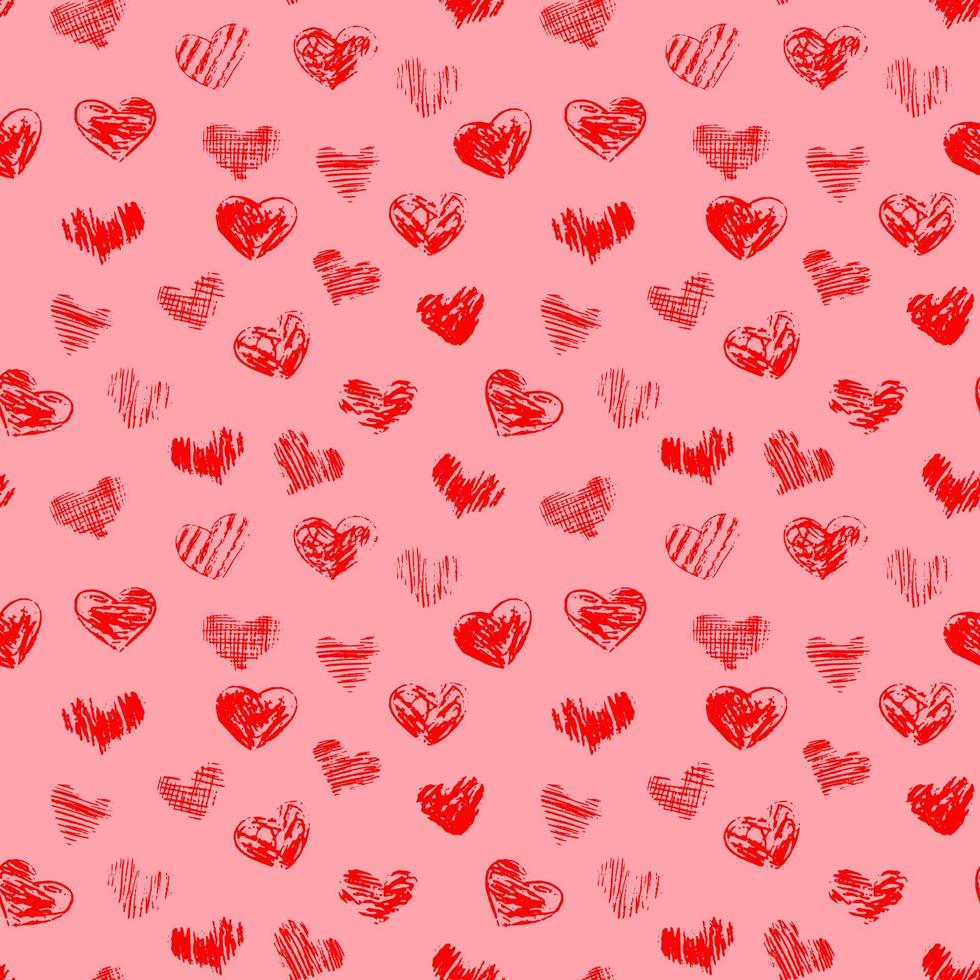 heart seamless pattern hand drawn doodle. vector, minimalism. textiles, wrapping paper, background, wallpaper. love valentine day red vector