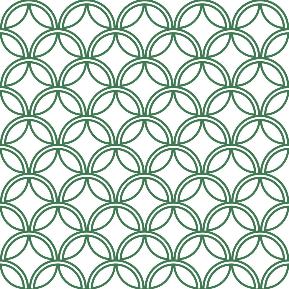 Japanese leaf in green circle line art seamless design pattern on white background vector