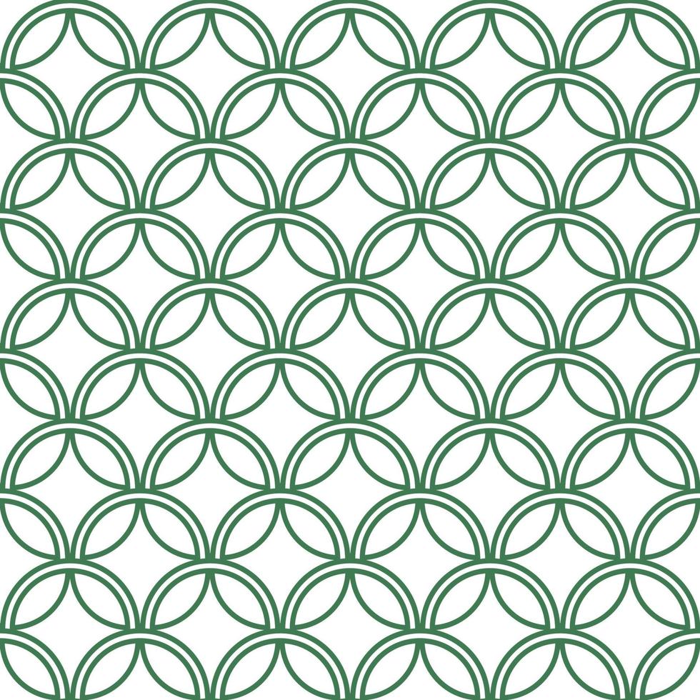 Japanese leaf in green circle line art seamless design pattern on white background vector