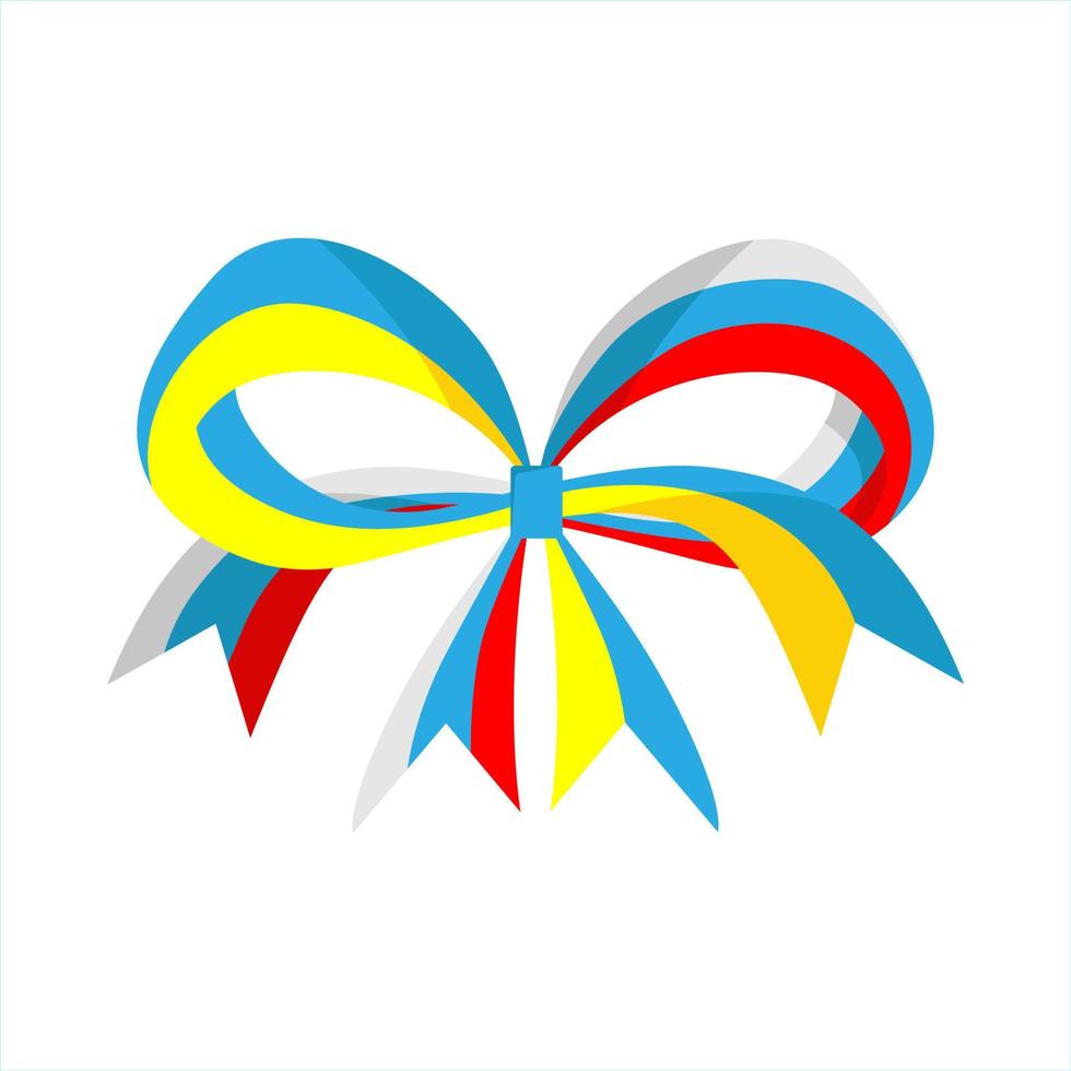 A bow made of ribbons of the colors of the Russian and Ukrainian flag vector