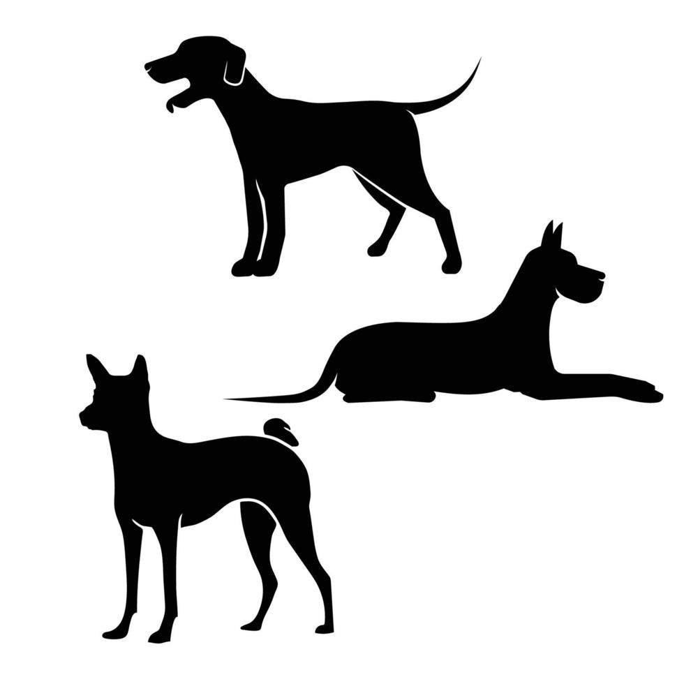 Dogs Black Silhouette art vector