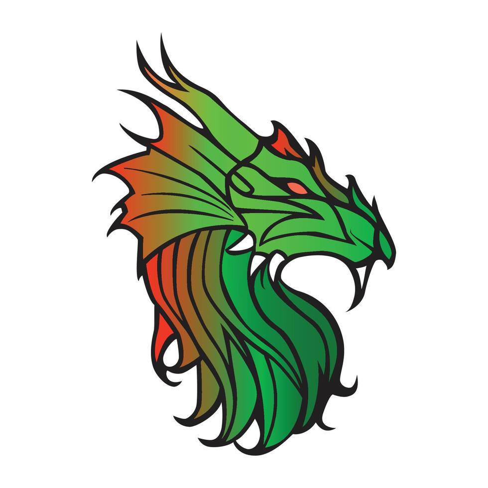 cabeza de dragón de fuego arte mascota esport logo vector