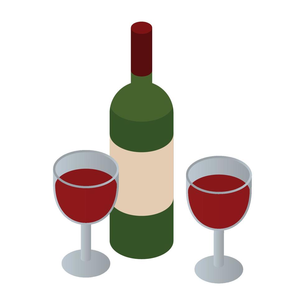 vino y copas ilustración arte icono logo vector