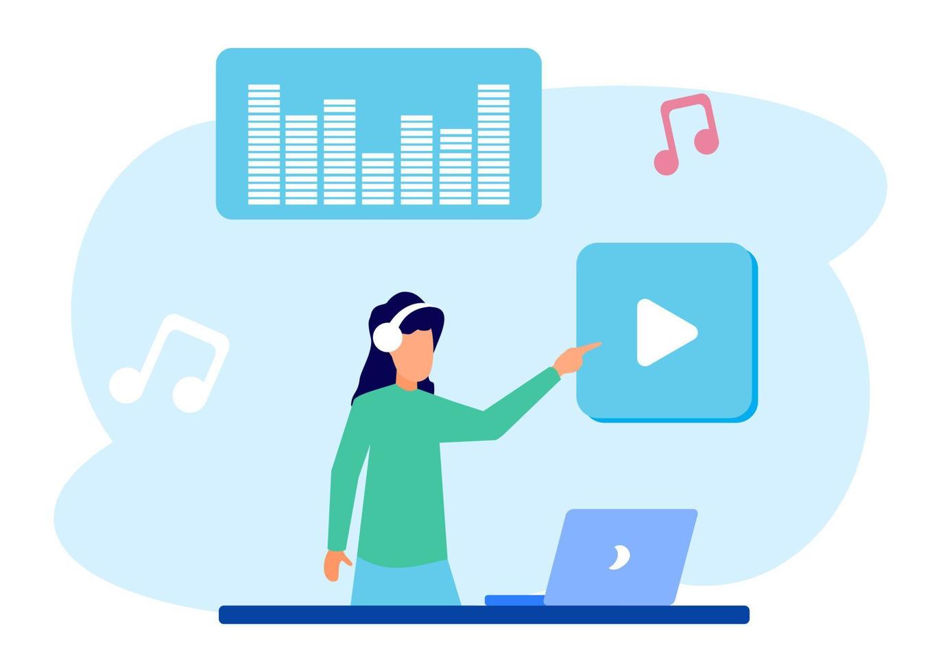Illustration vector graphic cartoon character of music