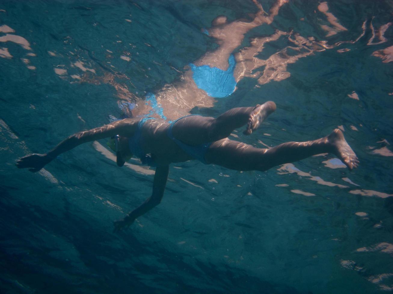 woman in a bikini swimming in the sea photo