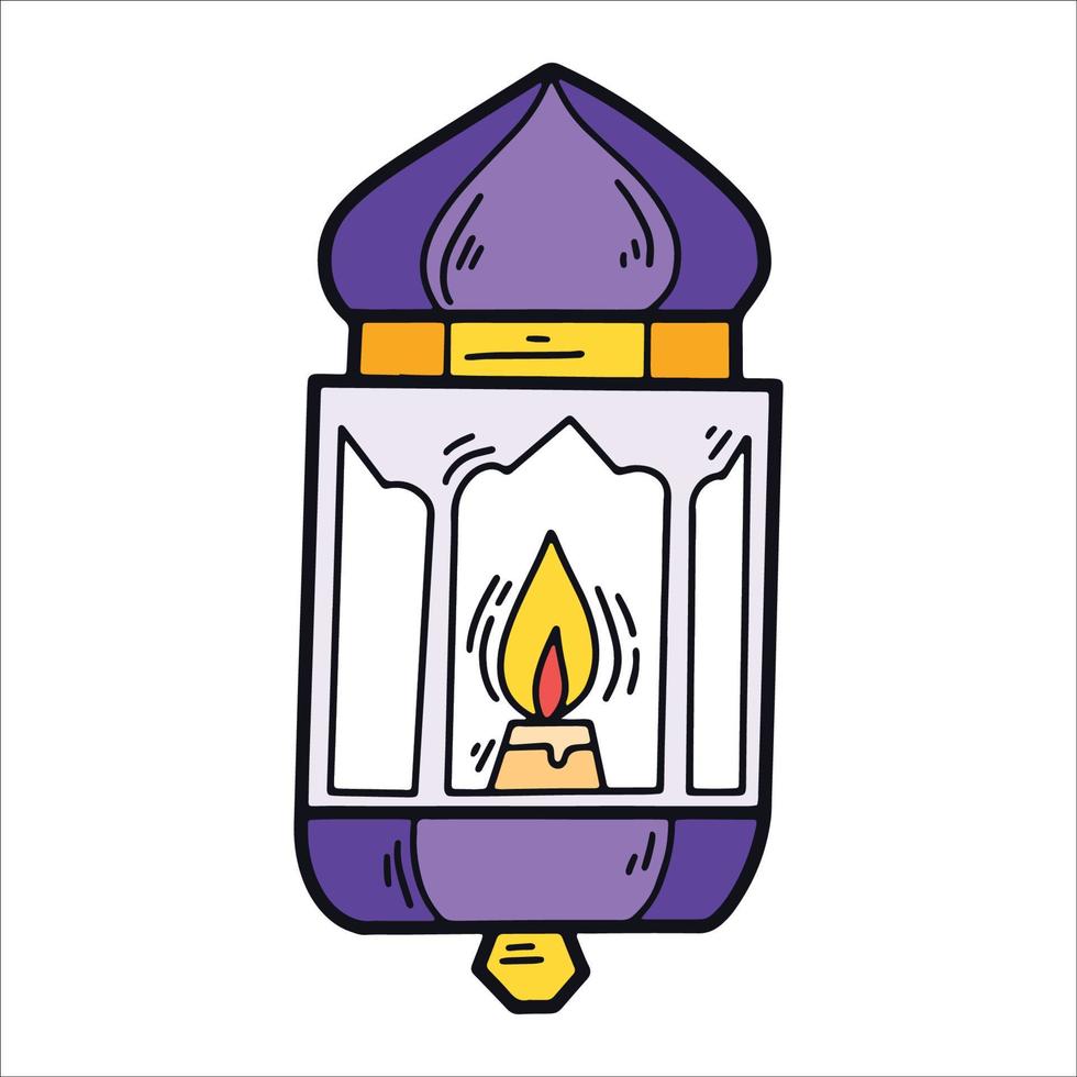 Arabic Lamp Color Doodle Icon Illustration vector