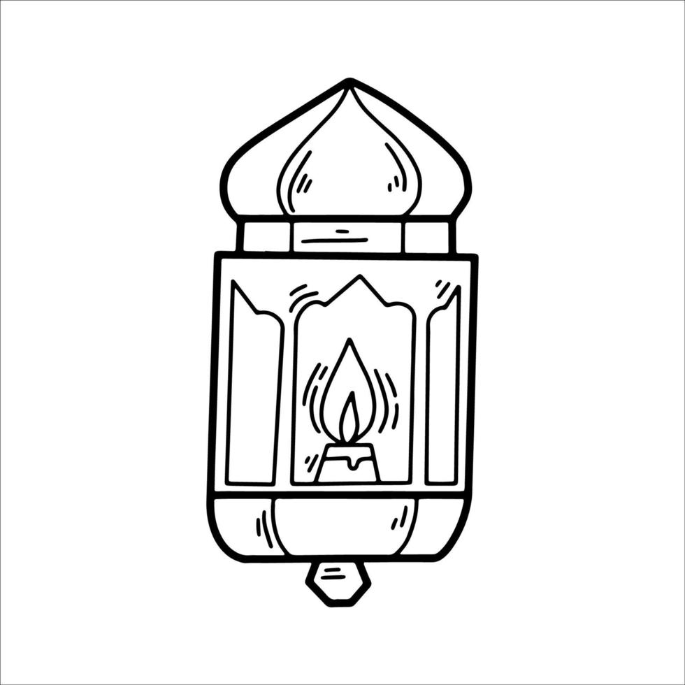 ilustración de doodle negro de lámpara árabe vector