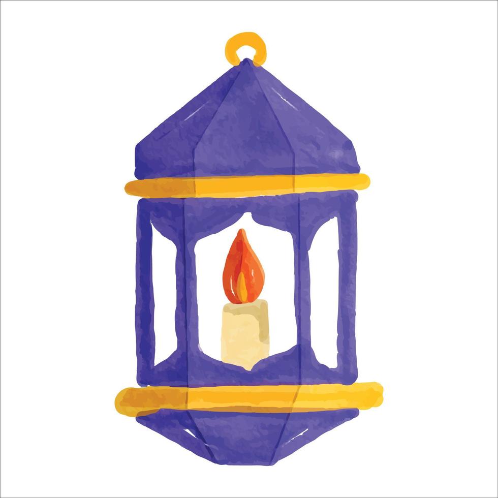 Arabic Lantern Watercolor Doodle Illustration vector