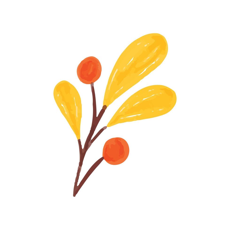 Fall Season Leaf and Branch Watercolor Illustration vector