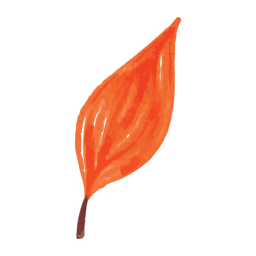Fall Leaf and Stem Watercolor Illustration vector
