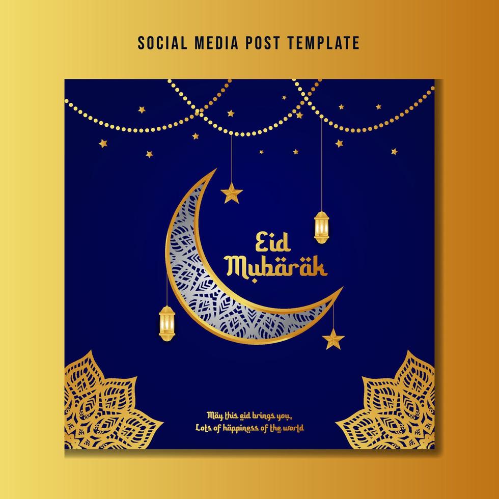 Eid mubarak greetings or celebration of islamic festival social media post design with mandala abstract vector