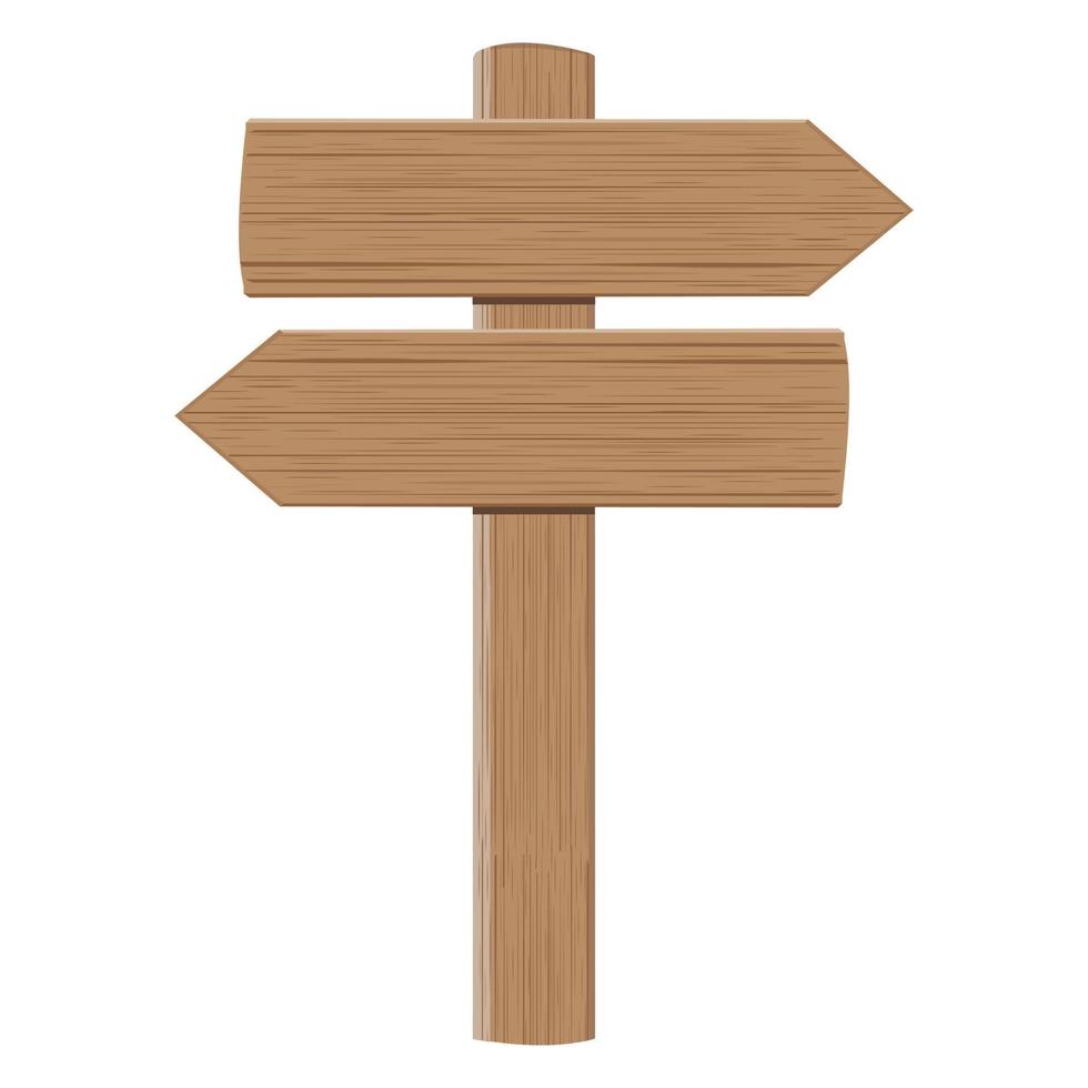 Wooden pointer. Empty Wooden Billboard, color vector cartoon illustration