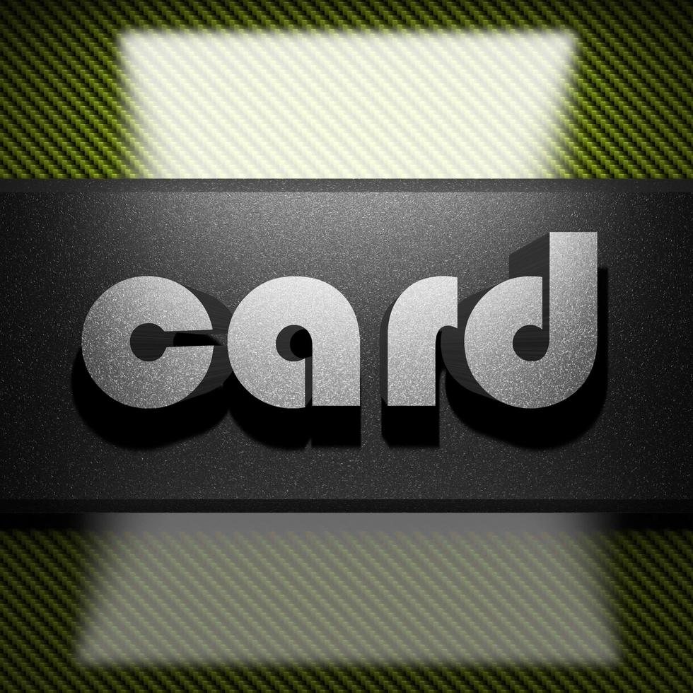 card word of iron on carbon photo