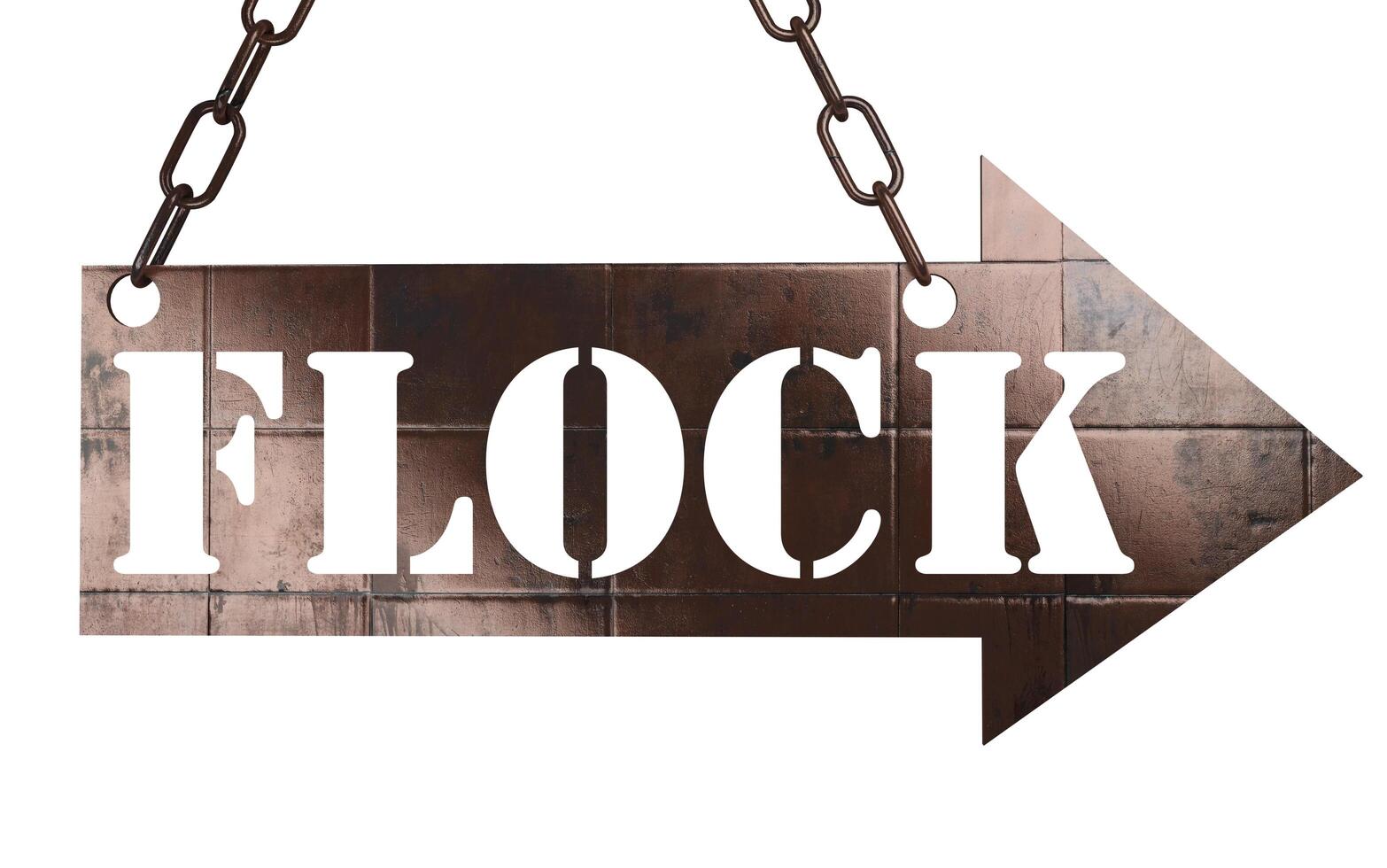 flock word on metal pointer 6183595 Stock Photo at Vecteezy