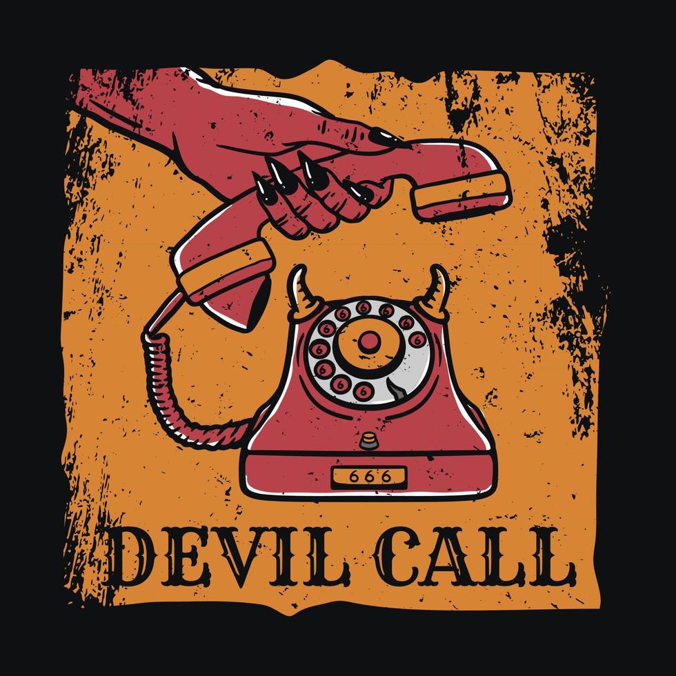 devil hand lifting phone handset in vintage style vector