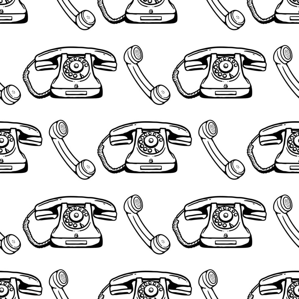 seamless pattern telephone and handset vector