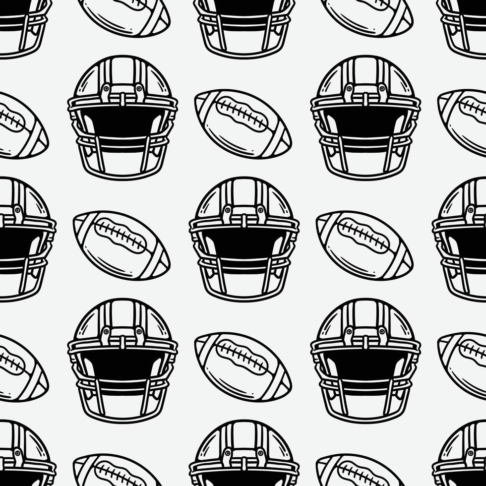 seamless pattern rugby ball and football helmet vector