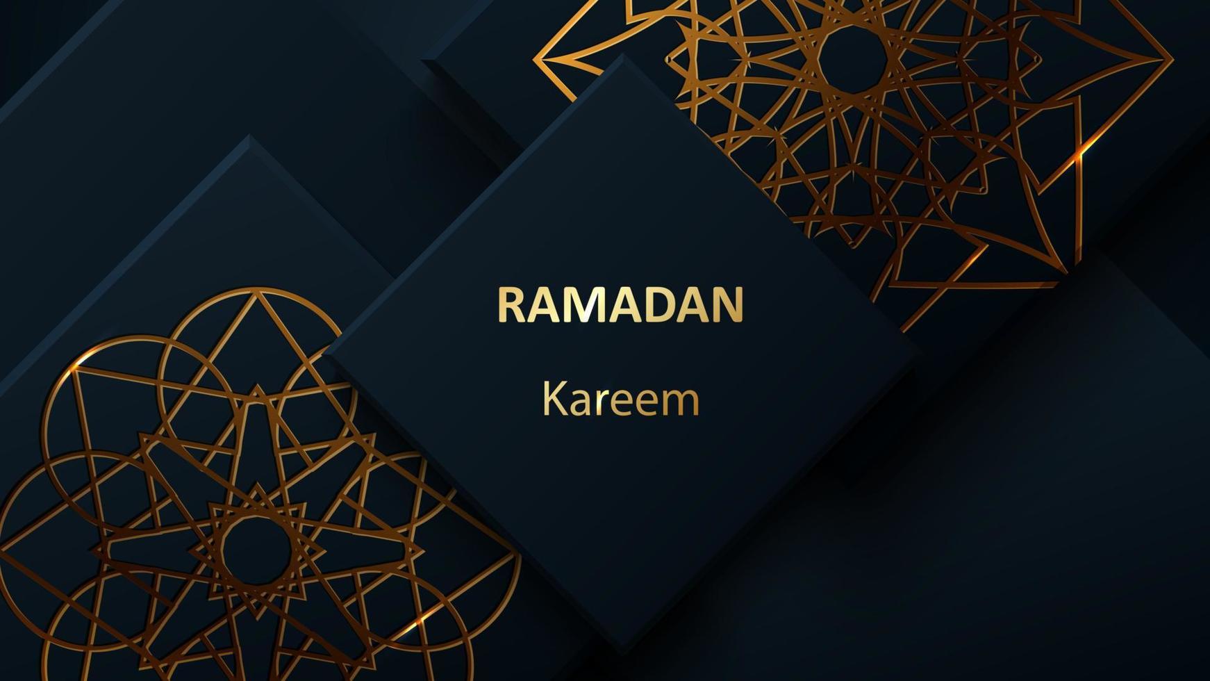 Creative modern design with geometric arabic gold pattern on textured background. Islamic holy holiday Ramadan Kareem. Greeting card or banner. Vector illustration