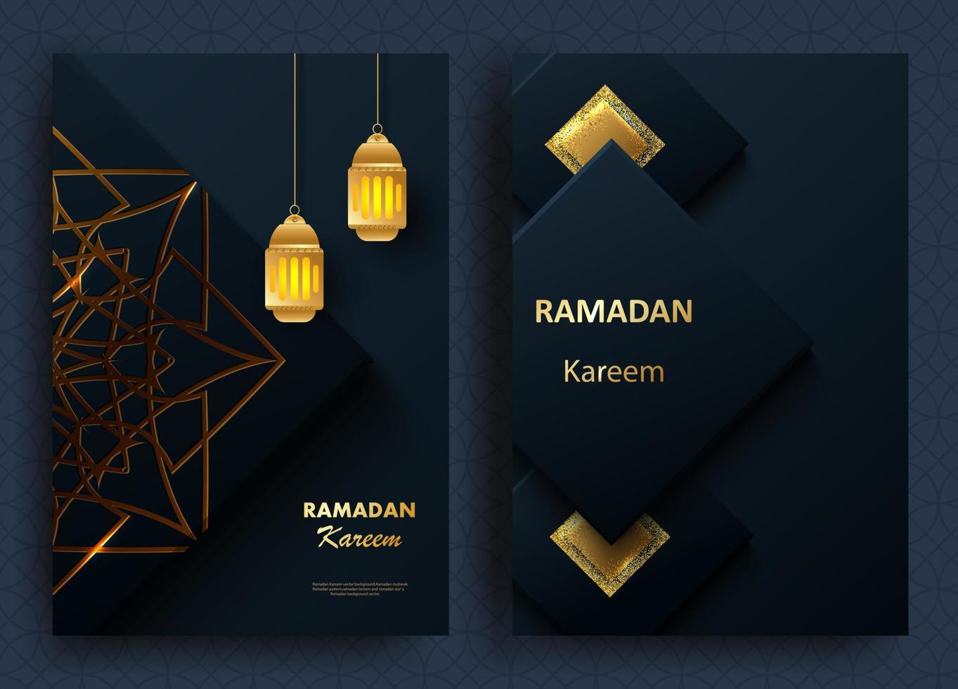 Creative modern design with geometric arabic gold pattern on textured background. Islamic holy holiday Ramadan Kareem. Greeting card or banner. Vector illustration