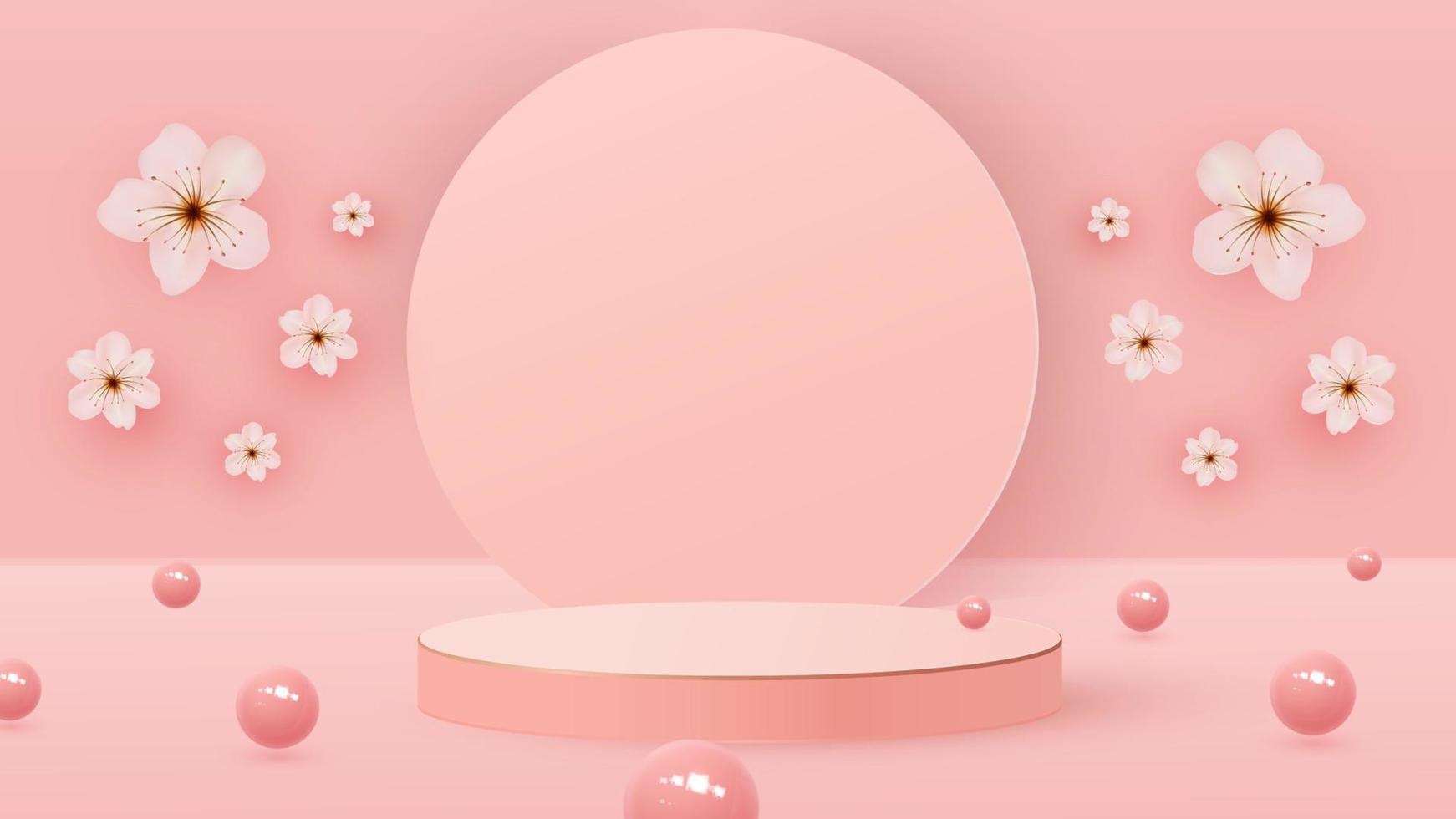 3D rendering of a podium box with balls and clouds. Bouncing balls, pastel backgrounds, podium or pedestal. Vector illustration