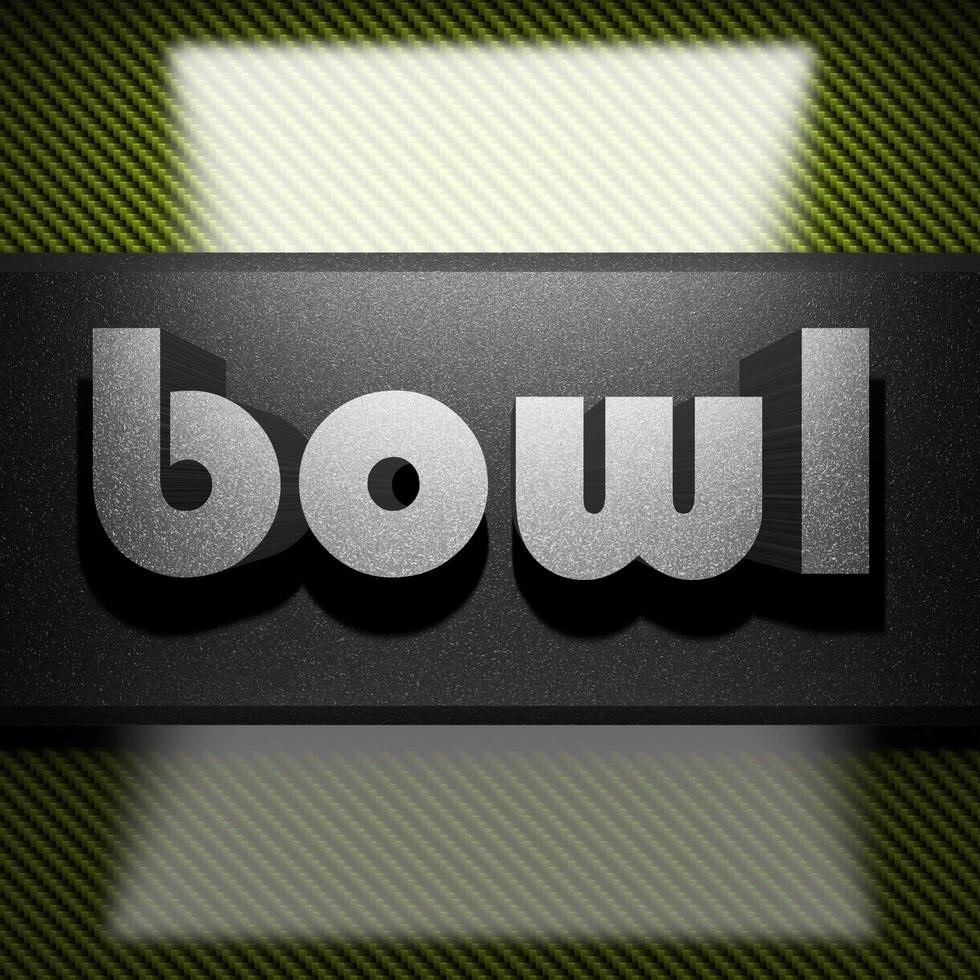 bowl word of iron on carbon photo