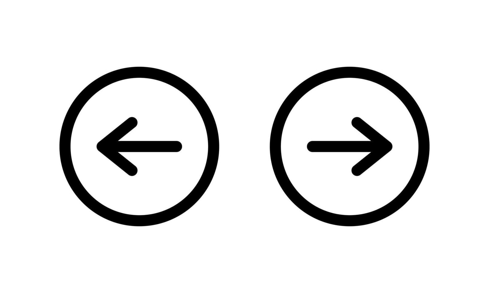 Turn Right and Left Arrow Icon Vector in Circle Line