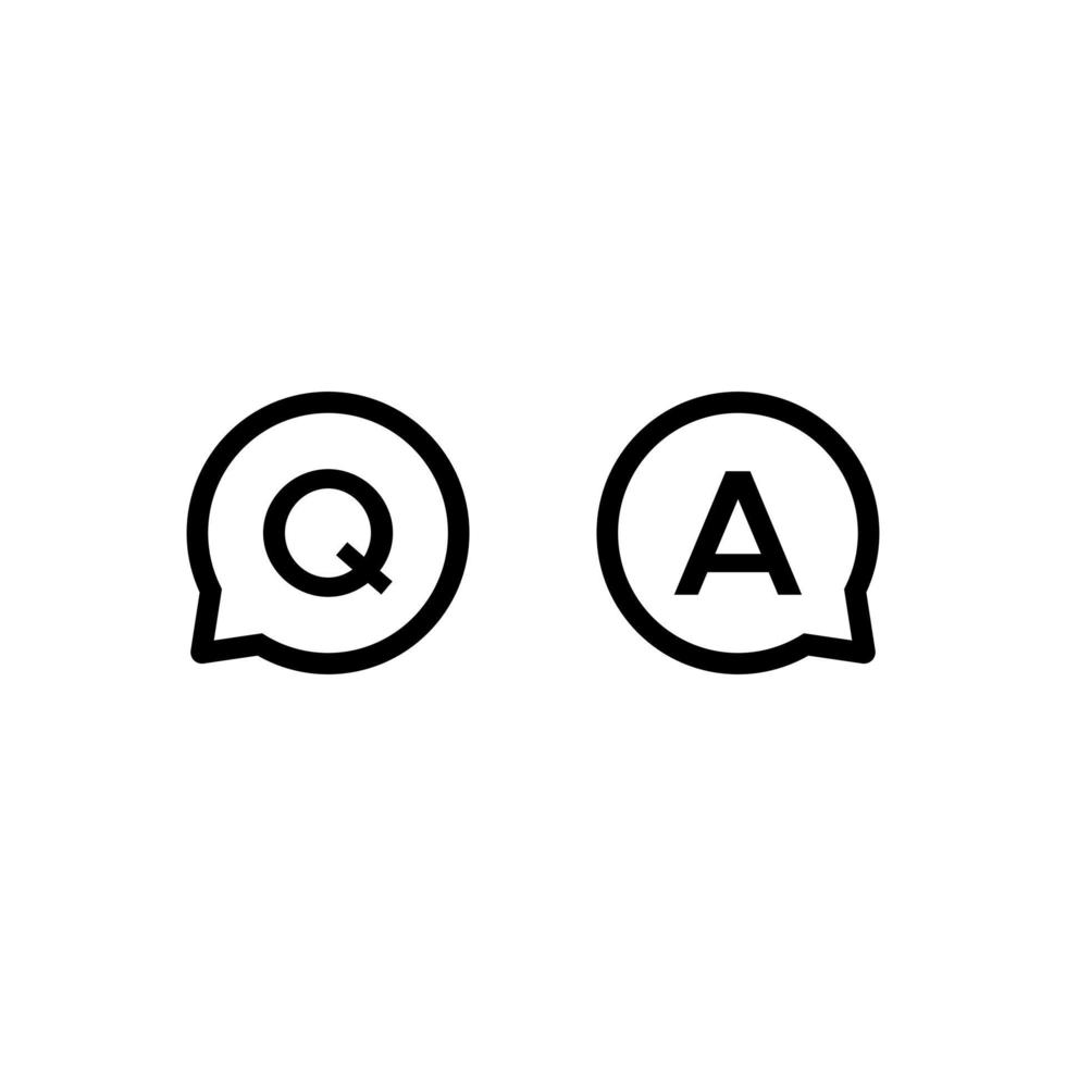 q y un vector de iconos. símbolo de signo de pregunta y respuesta