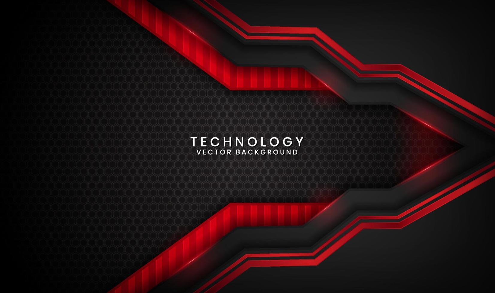 3D black technology abstract background overlap layer on dark space with red light line effect decoration. Graphic design element future style concept for flyer, banner, brochure, or landing page vector