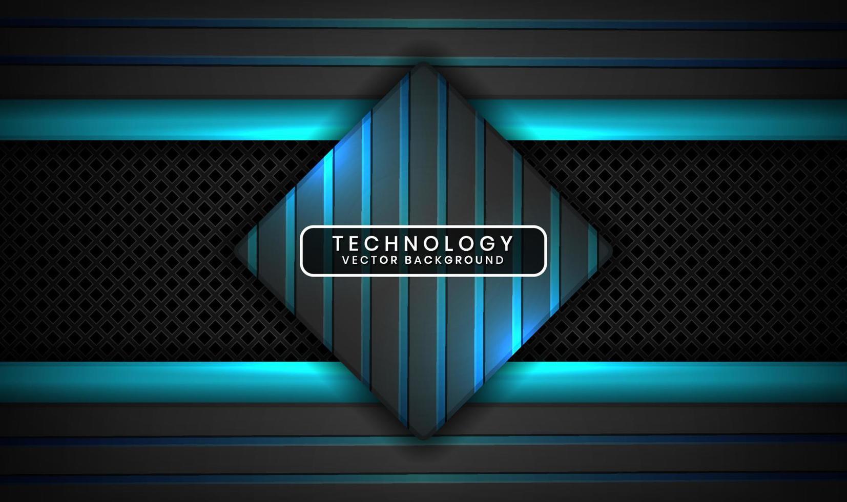 3D black blue technology abstract background overlap layer on dark space with light line effect decoration. Graphic design future style concept for flyer, banner, brochure, card, or landing page vector