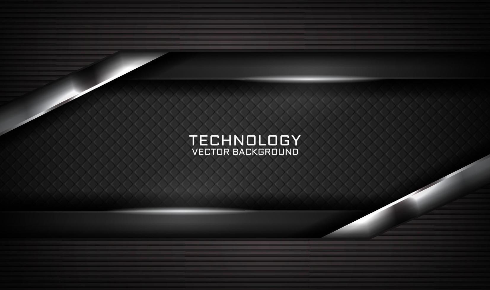 3D black silver technology abstract background overlap layer on dark space with light line effect decoration. Graphic design future style concept for flyer, banner, brochure, card, or landing page vector