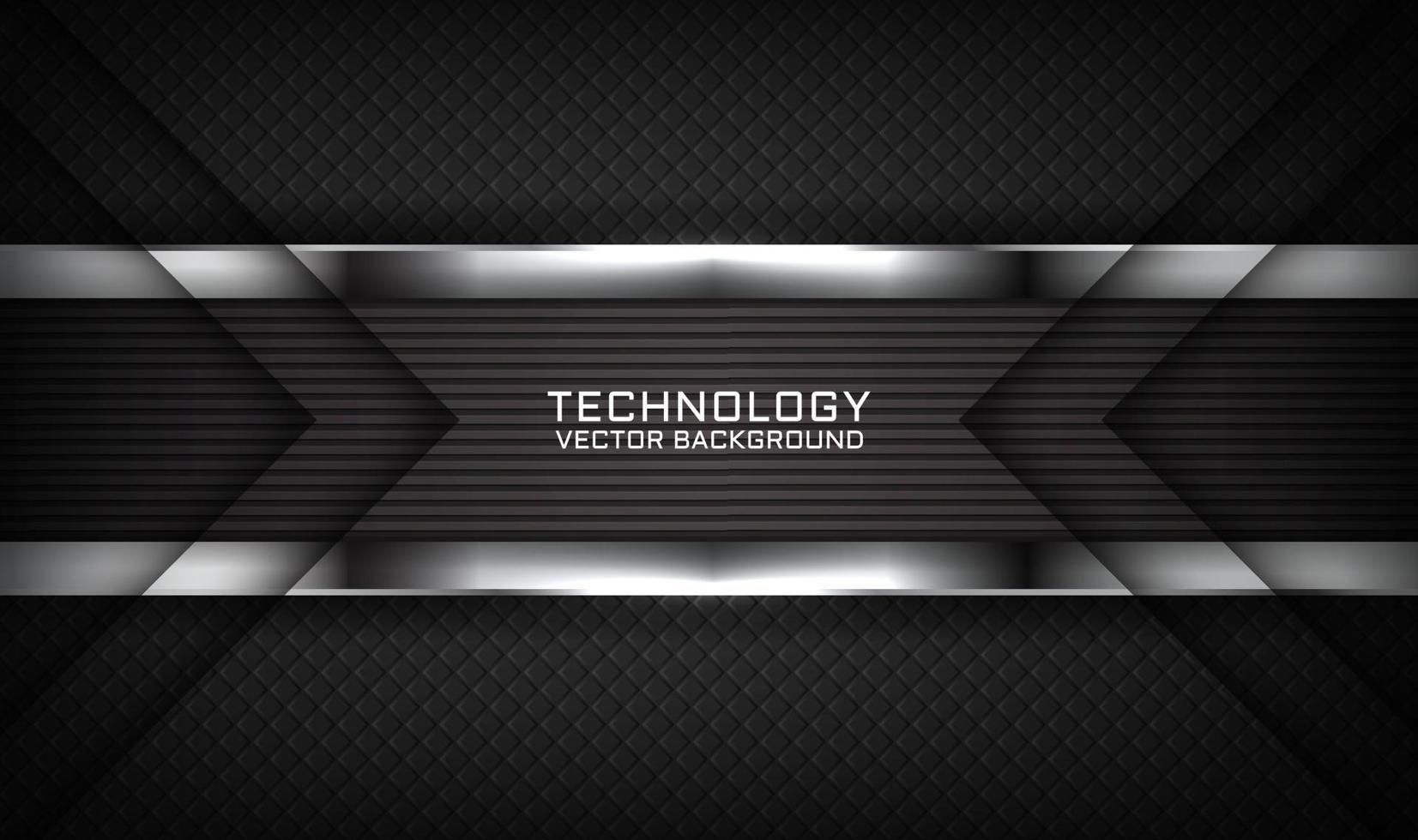 3D black silver technology abstract background overlap layer on dark space with light line effect decoration. Graphic design future style concept for flyer, banner, brochure, card, or landing page vector