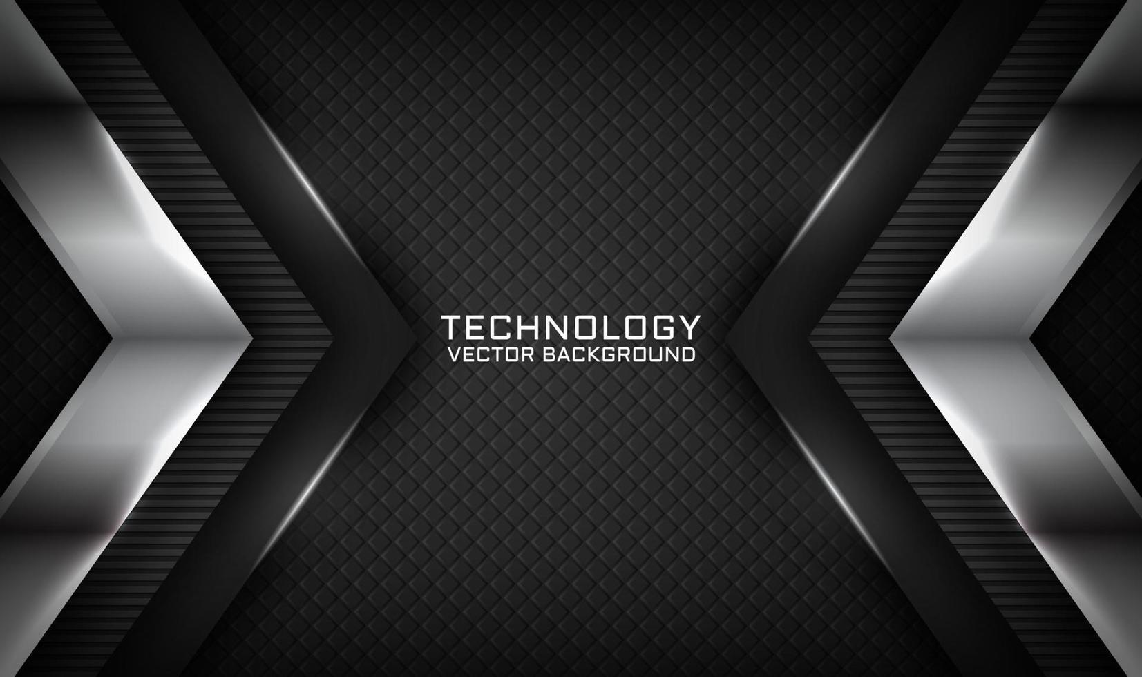 3D black silver technology abstract background overlap layer on dark space with light line effect decoration. Graphic design future style concept for flyer, banner, brochure, card, or landing page vector