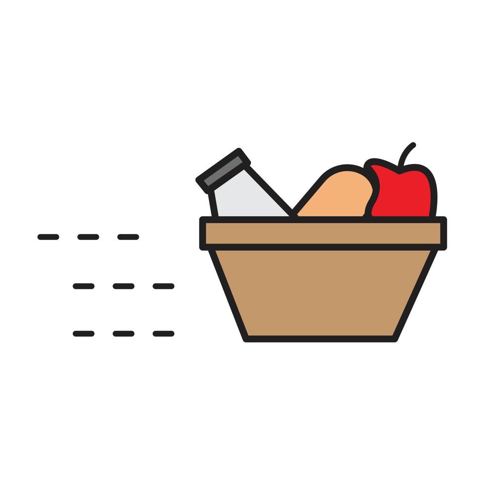 basket food delivery for website, symbol, presentation vector