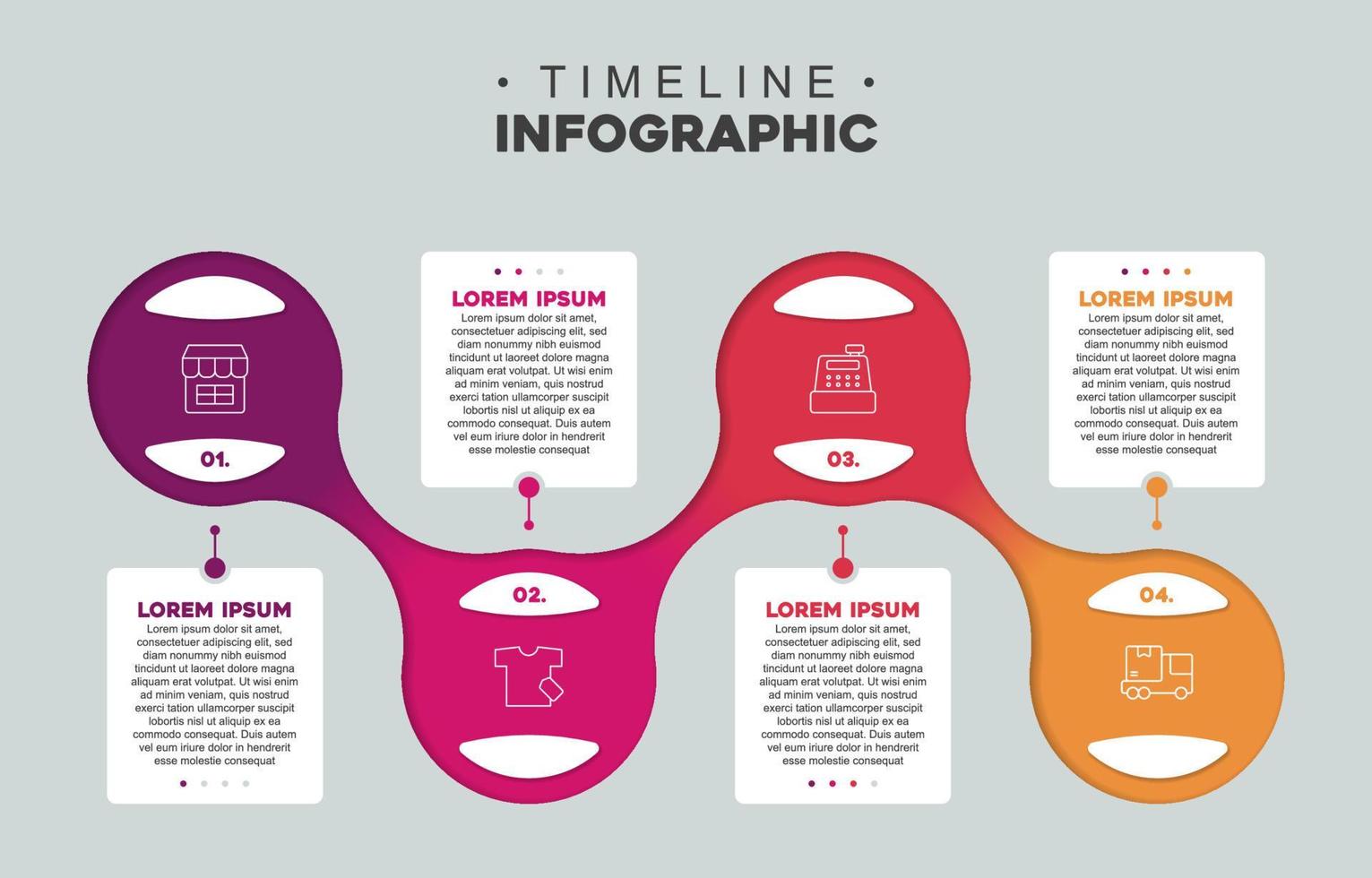 línea de tiempo infografía pasos de comercio electrónico vector