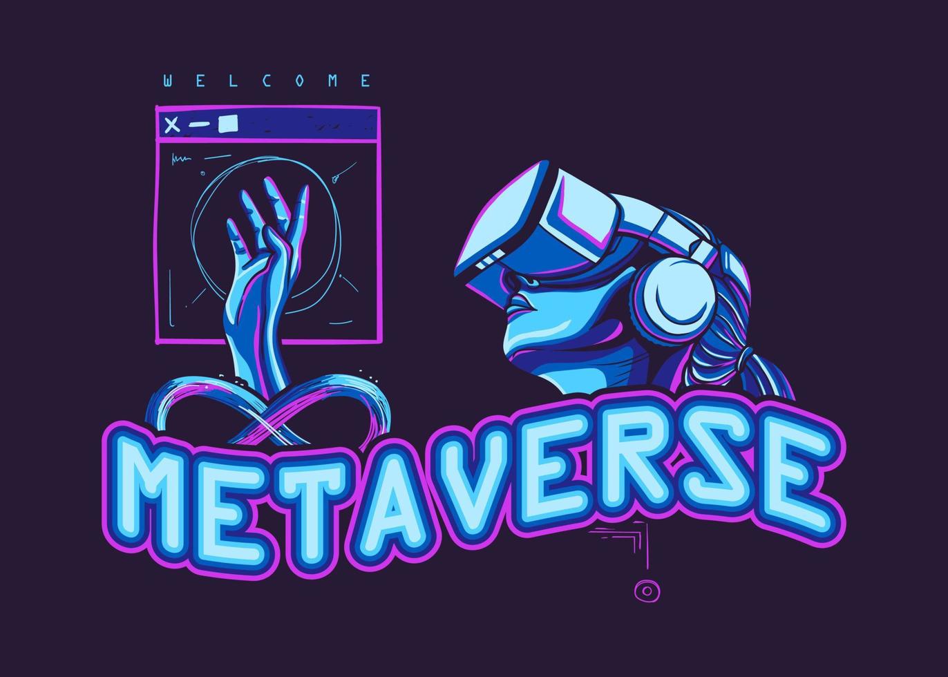 Welcome Metaverse  futuristic vector illustration with modern color