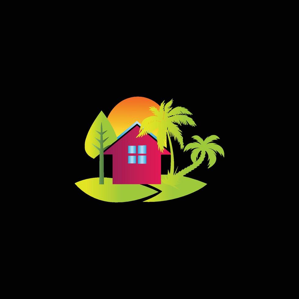 diseño de vector de logotipo de casa verde colorido