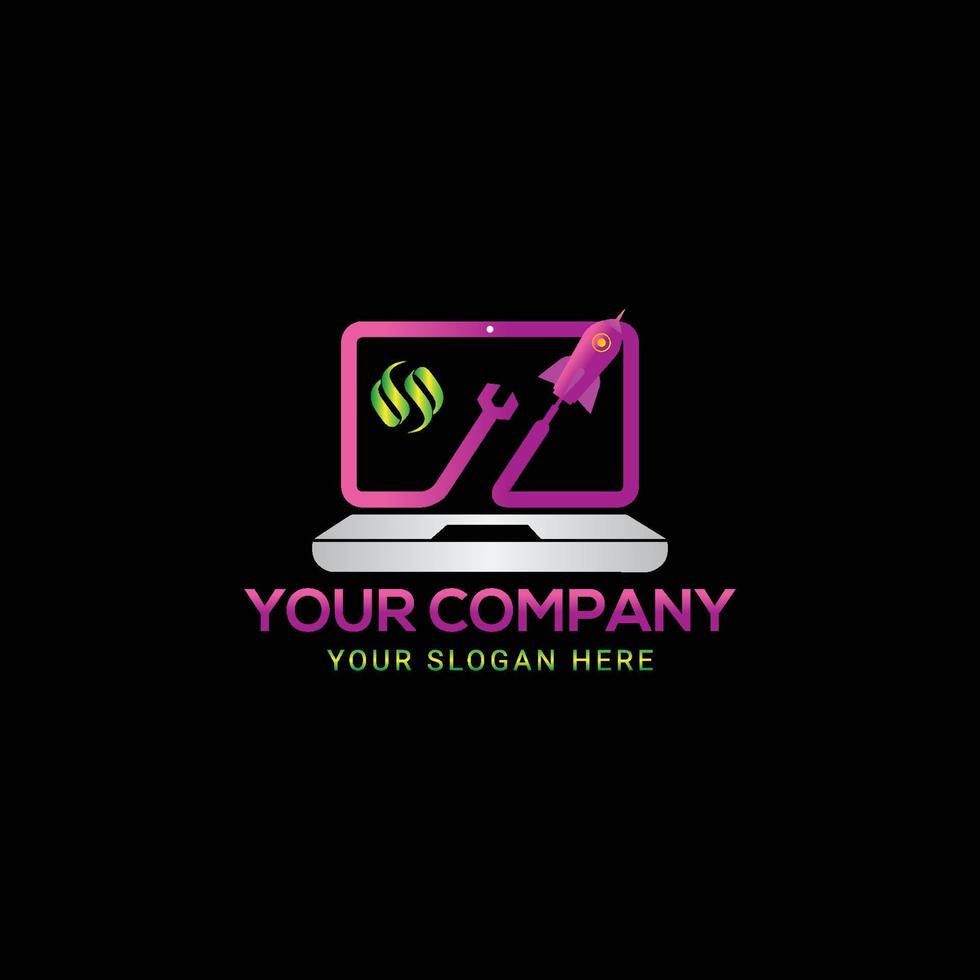 Laptop Repair colorful logo Design vector