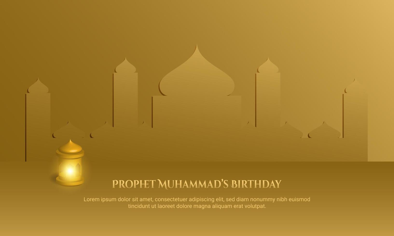 Prophet Muhammad's Birthday greeting card islamic banner background. vector