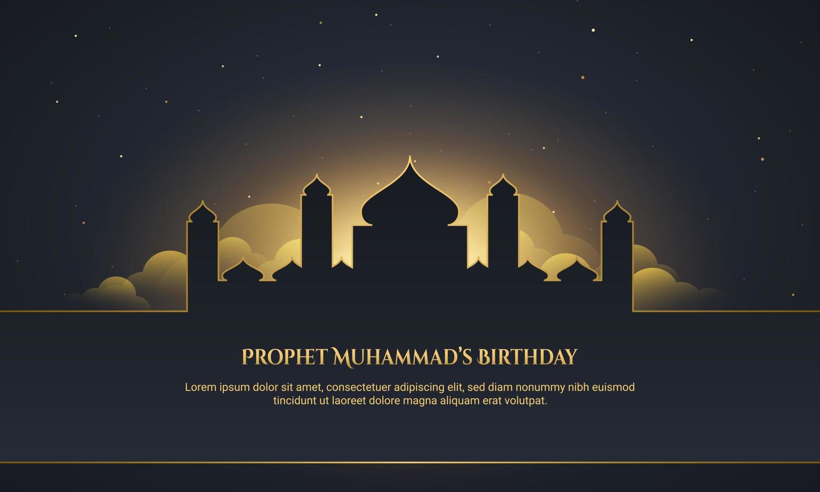 Prophet Muhammad's Birthday greeting card islamic banner background. vector