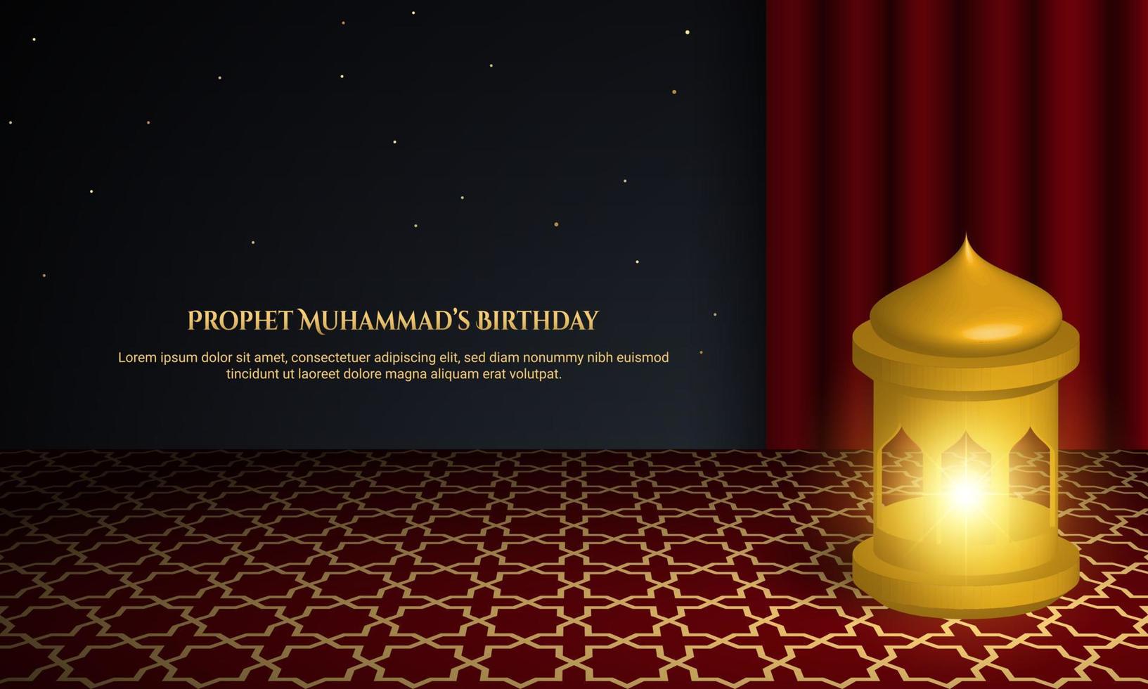 Prophet Muhammad's Birthday Greeting Card. Islamic Banner Background. vector